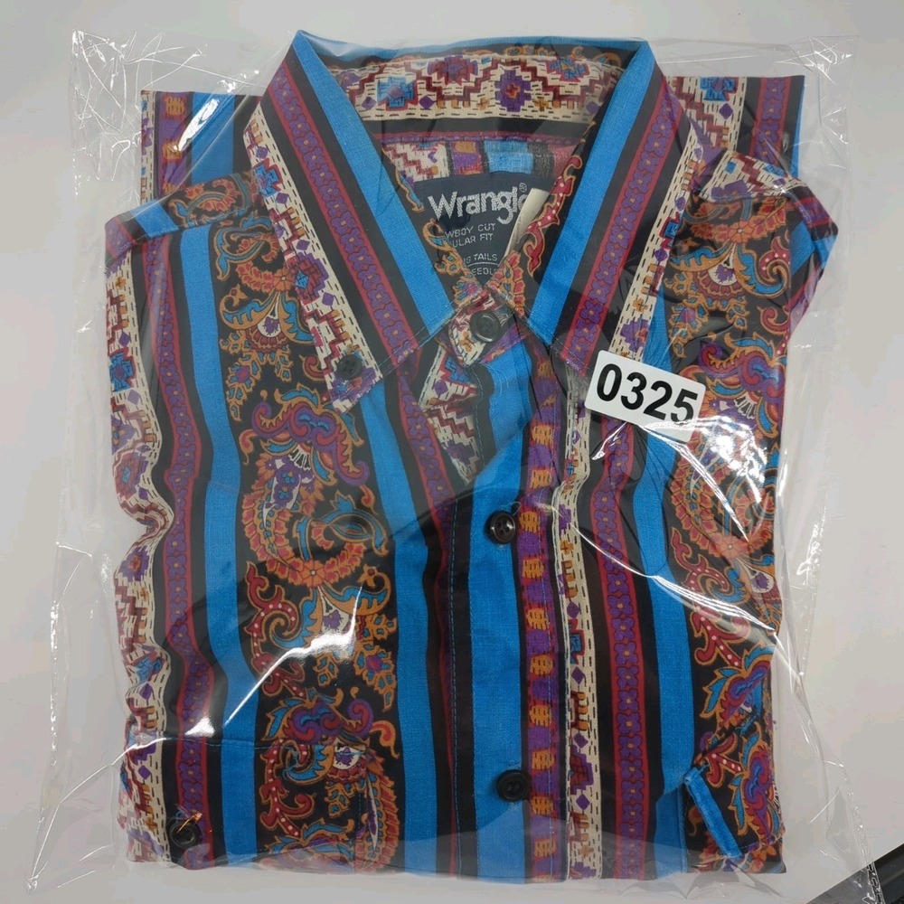 VTG Wrangler Aztec Southwest Geometric Long Sleeve Western USA 15-33 Tail READ - Picture 14 of 14